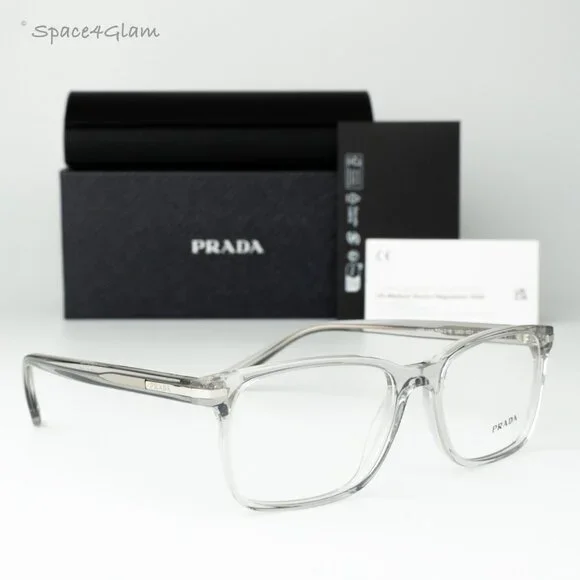Prada Women Eyeglasses Crystal Grey Demo Square PR14WV U431O1 BRAND NEW Prada PR 14WV U431O1 Optical Frame Grey - eye-oo.com main image 3